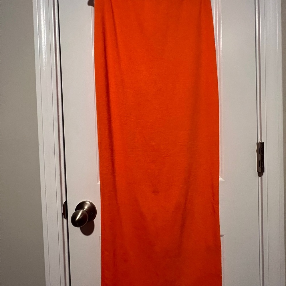 Micas Orange Rib-knit pencil skirt in Large